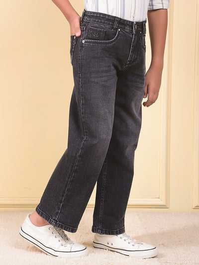 Black Dark Wash Baggy Jeans