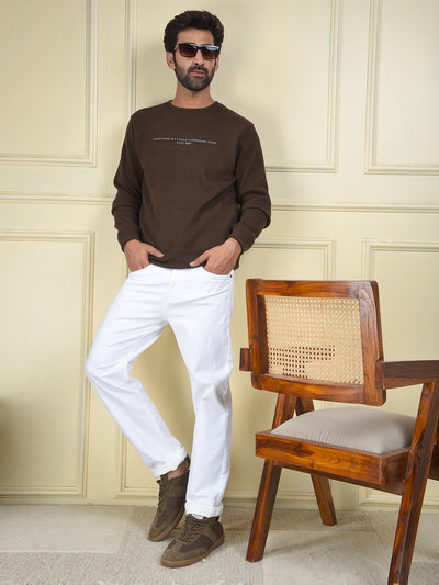 Brown Typographic Print Sweatshirt