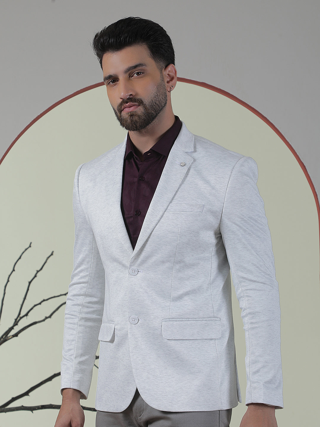 Grey Notch Lapel Blazer