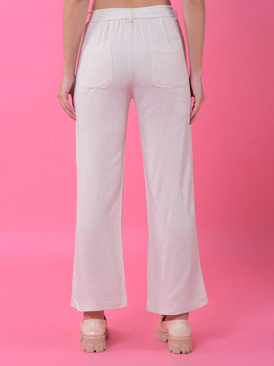 White Straight Linen Trousers