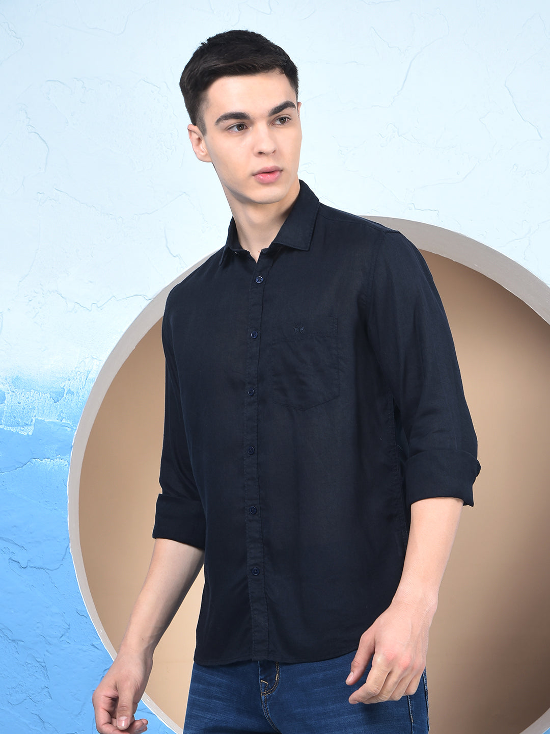 Linen Comfort Marine Blue Shirt