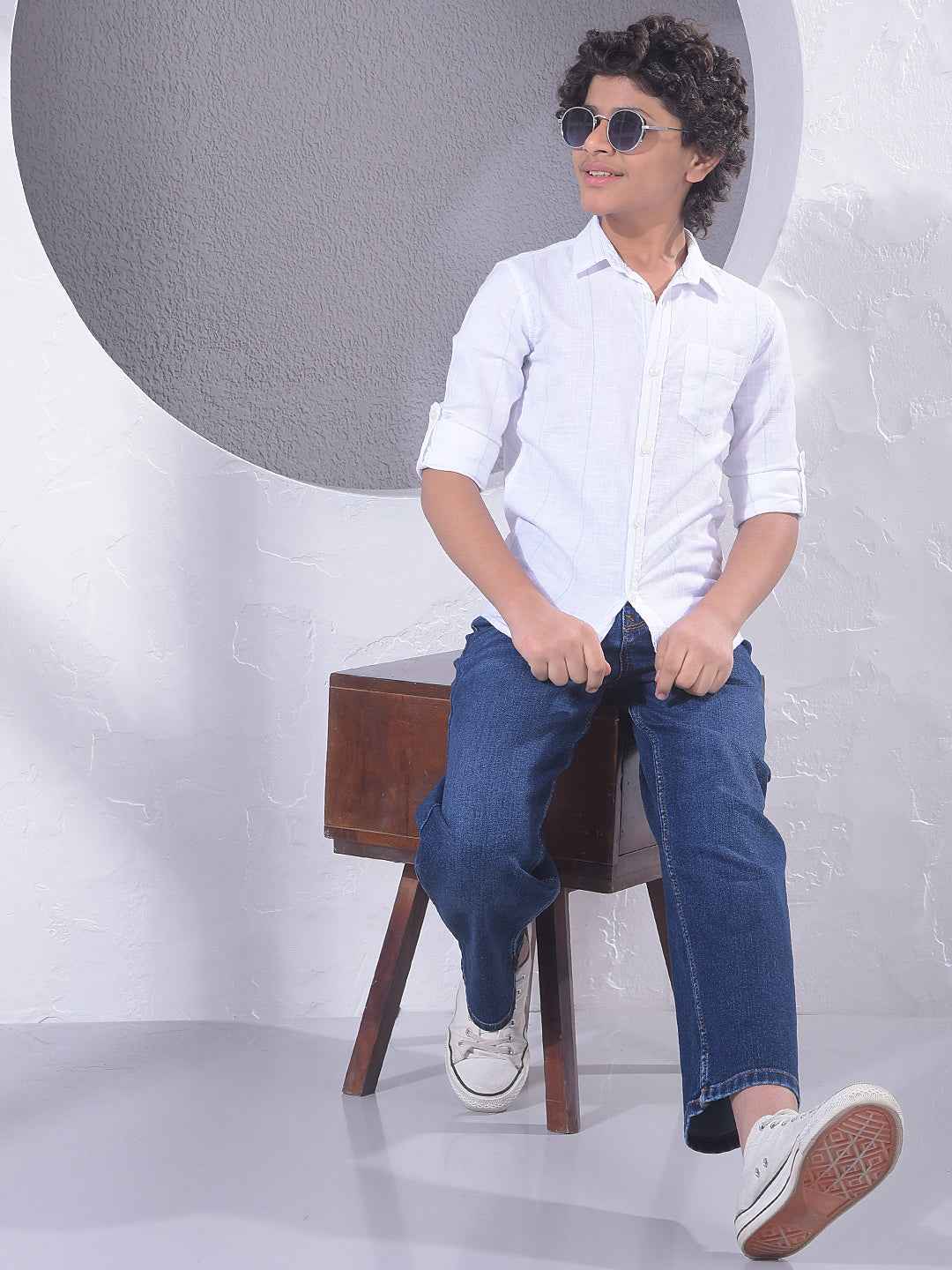 White Vertical Stripes 100% Cotton Shirt