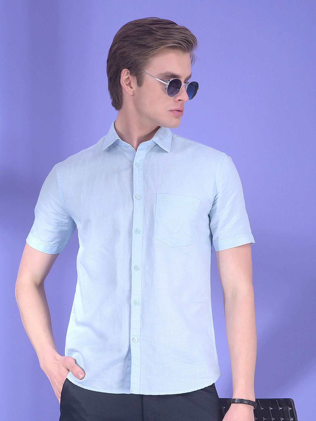 Celeste Blend Blue Linen Shirt