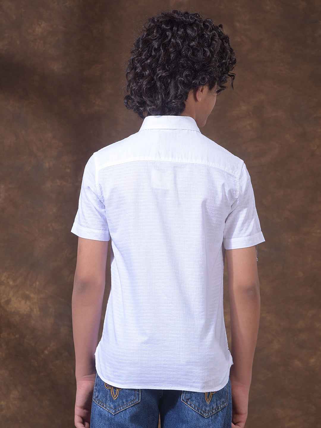 White Textured Casual Shirt