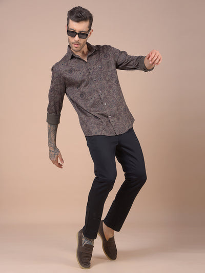 Brown Floral Print Shirt