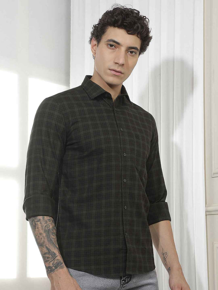 Green Checked 100% Cotton Shirt