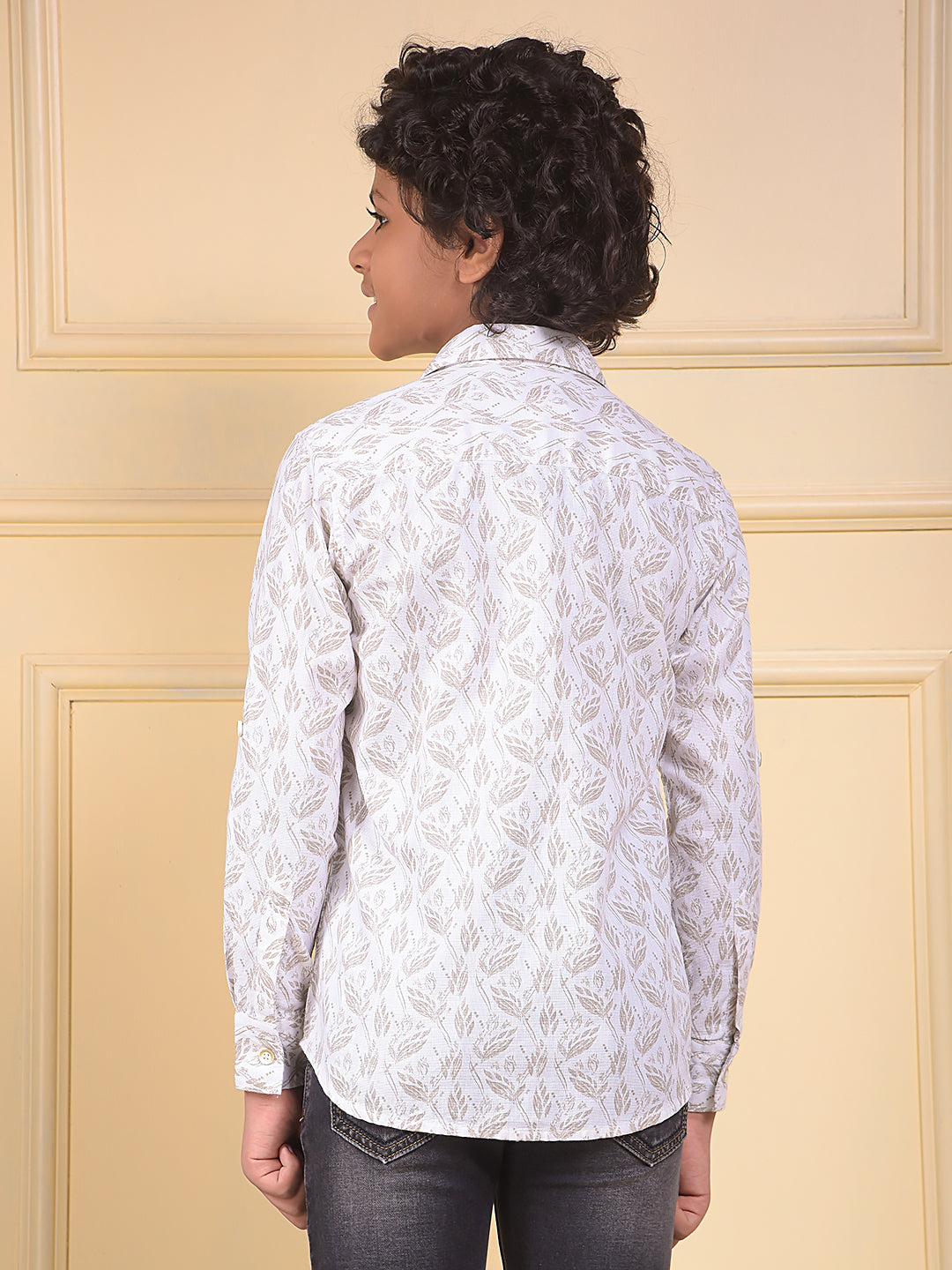 White Floral Print 100% Cotton Shirt