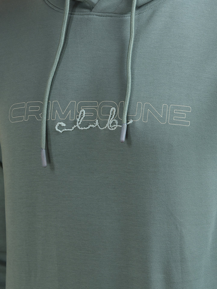 Green Embroidered Hooded Neck Sweatshirt