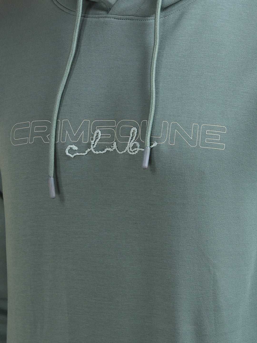 Green Embroidered Hooded Neck Sweatshirt
