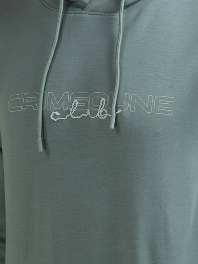 Green Embroidered Hooded Neck Sweatshirt