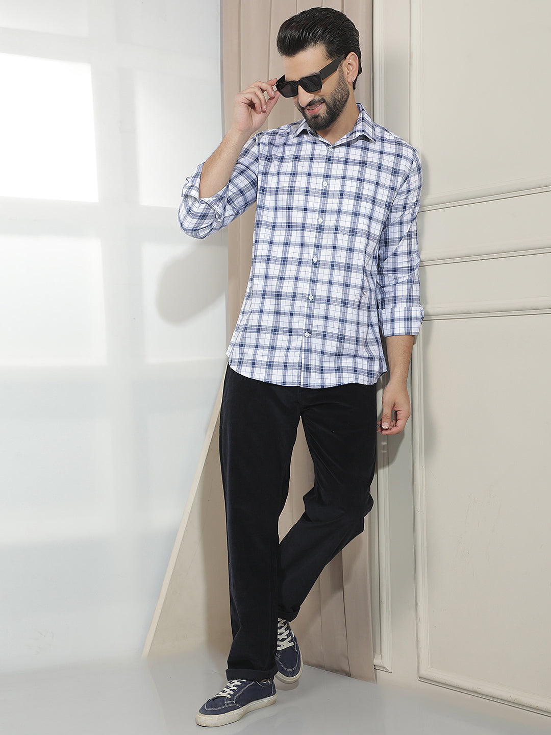 Blue Checked 100% Cotton Shirt