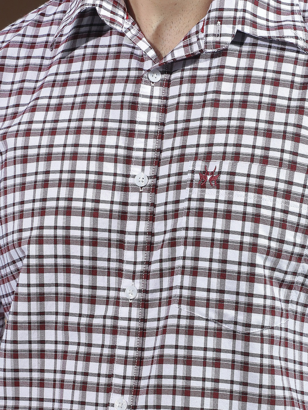 100% Cotton Maroon Checked Shirt