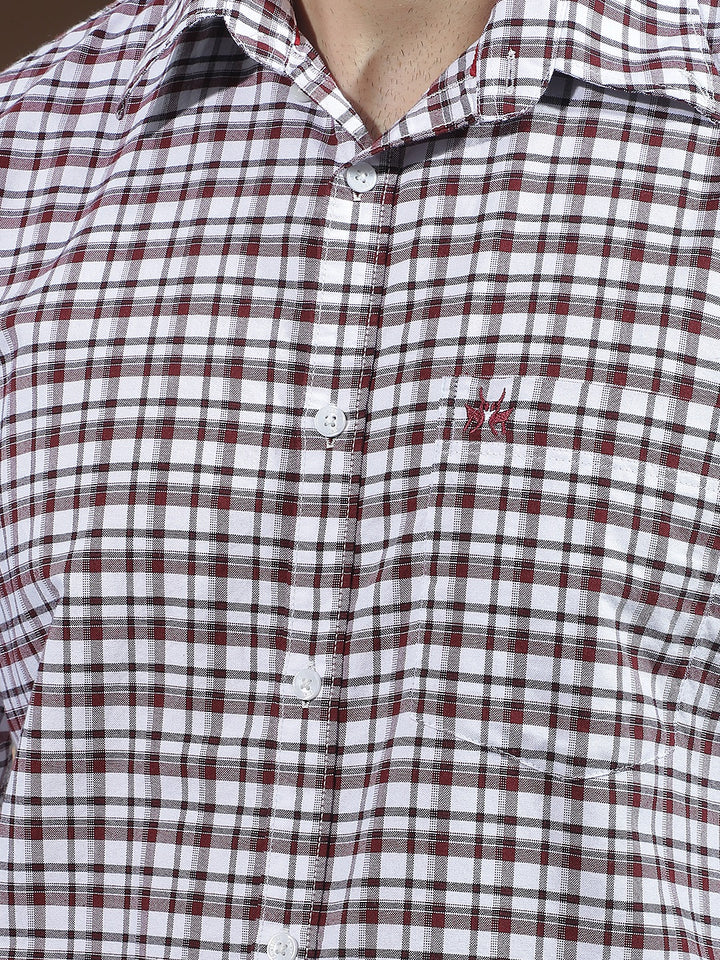 100% Cotton Maroon Checked Shirt