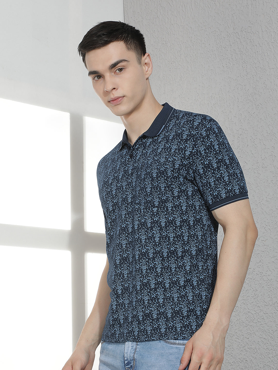 Navy Blue Floral Print T-Shirt