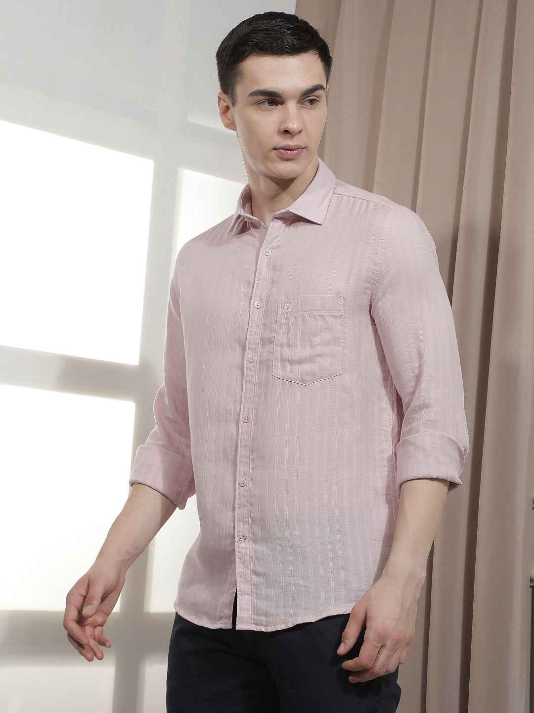 Pink Vertical Stripes Shirt