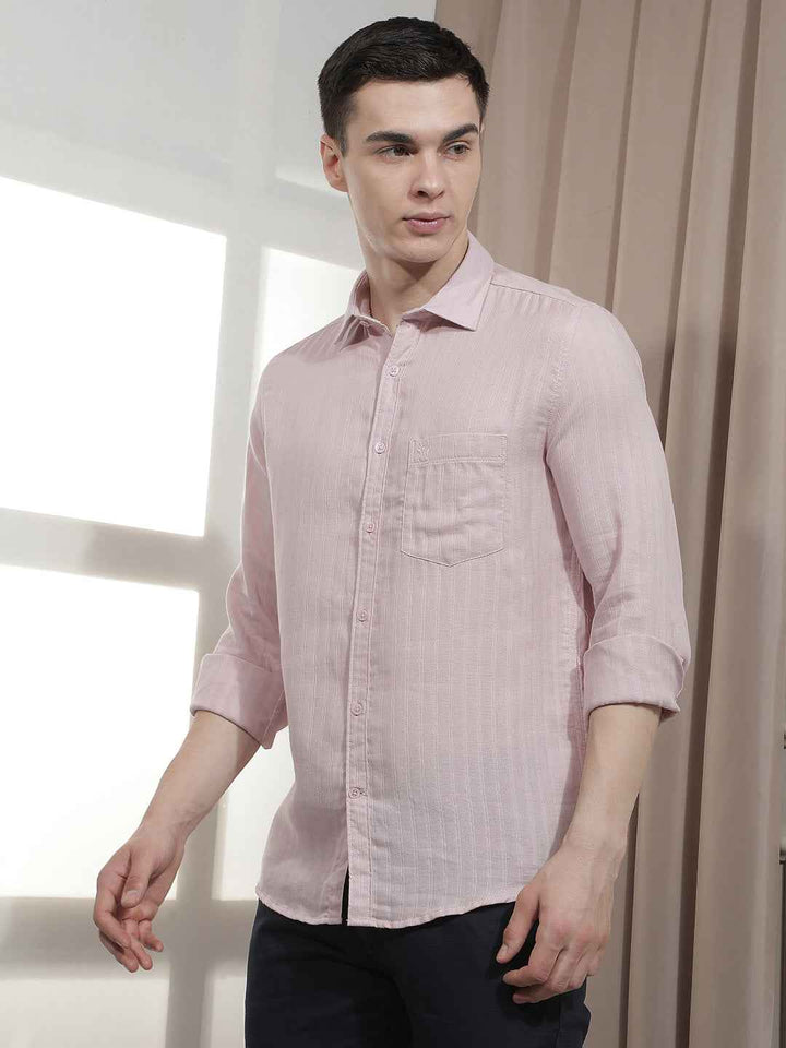 Pink Vertical Stripes Shirt