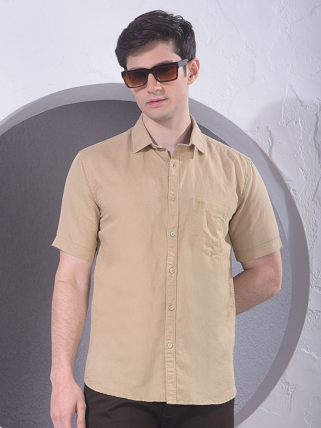 Chic Beige Linen Shirt