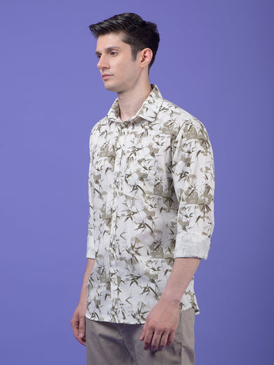 Olive Floral Print Shirt