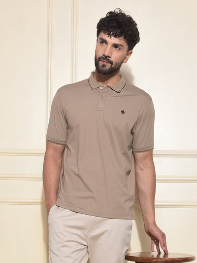 Beige Polo-Neck T-Shirt