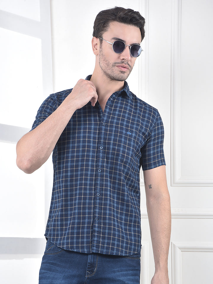 Blue Checked 100% Cotton Shirt