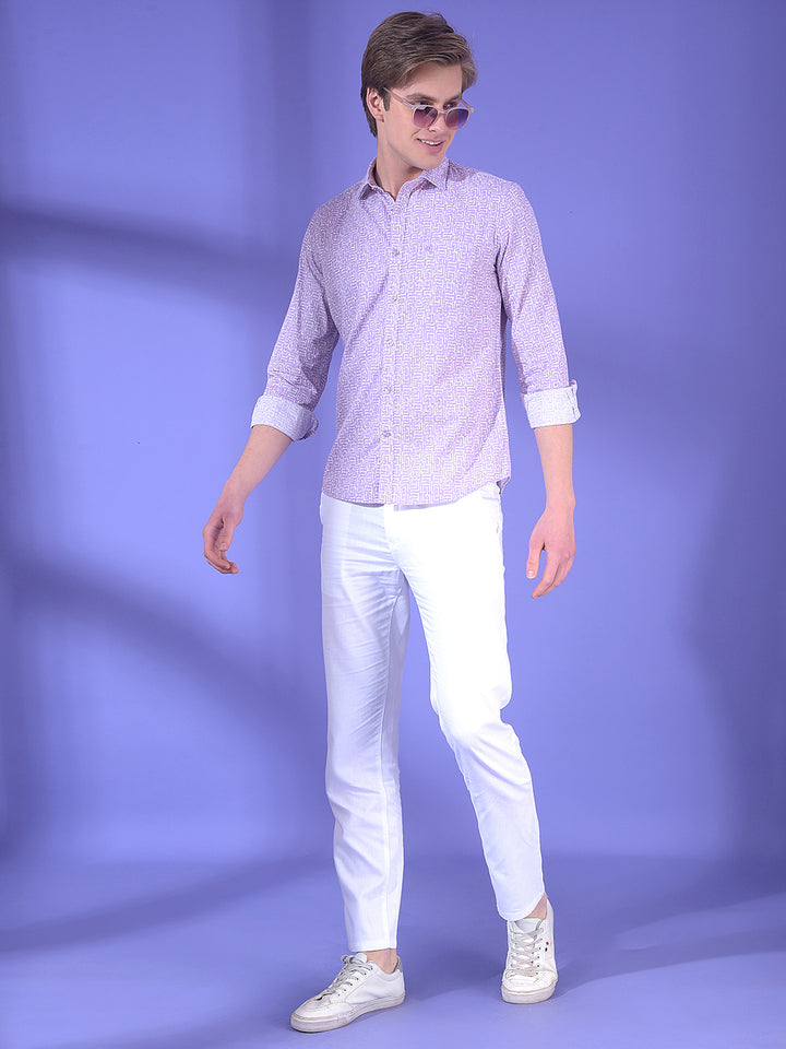 Refined Purple Textured Print Shirt