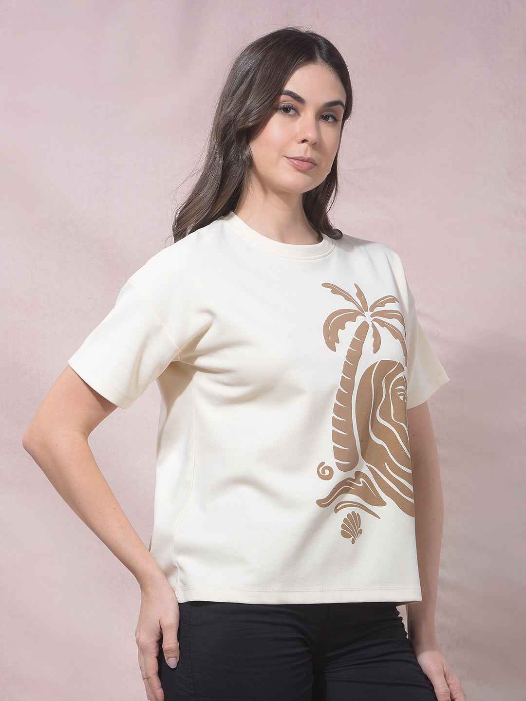 SurgeSand Beige Palm Graphic Tee