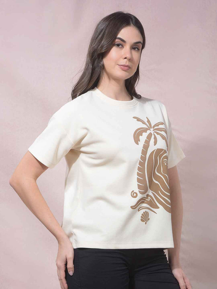 SurgeSand Beige Palm Graphic Tee