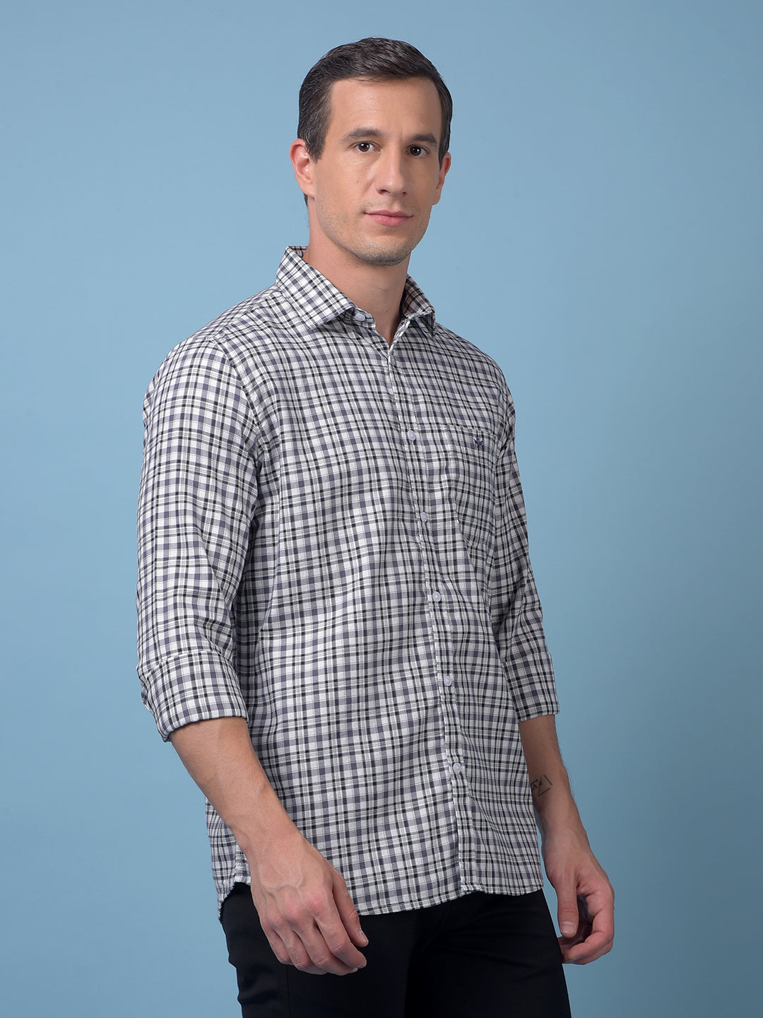 Purple Checked 100% Cotton Shirt