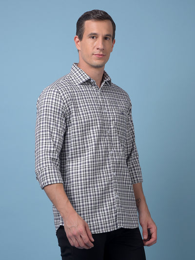Purple Checked 100% Cotton Shirt