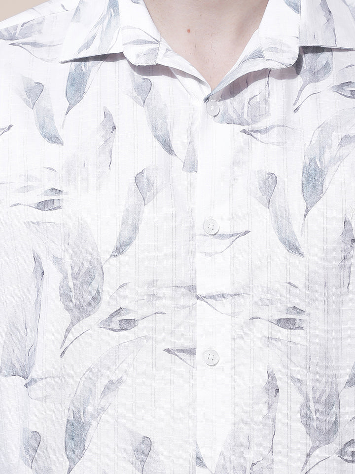 White Floral Print Shirt