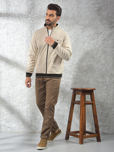 Beige Printed Reversible Jacket