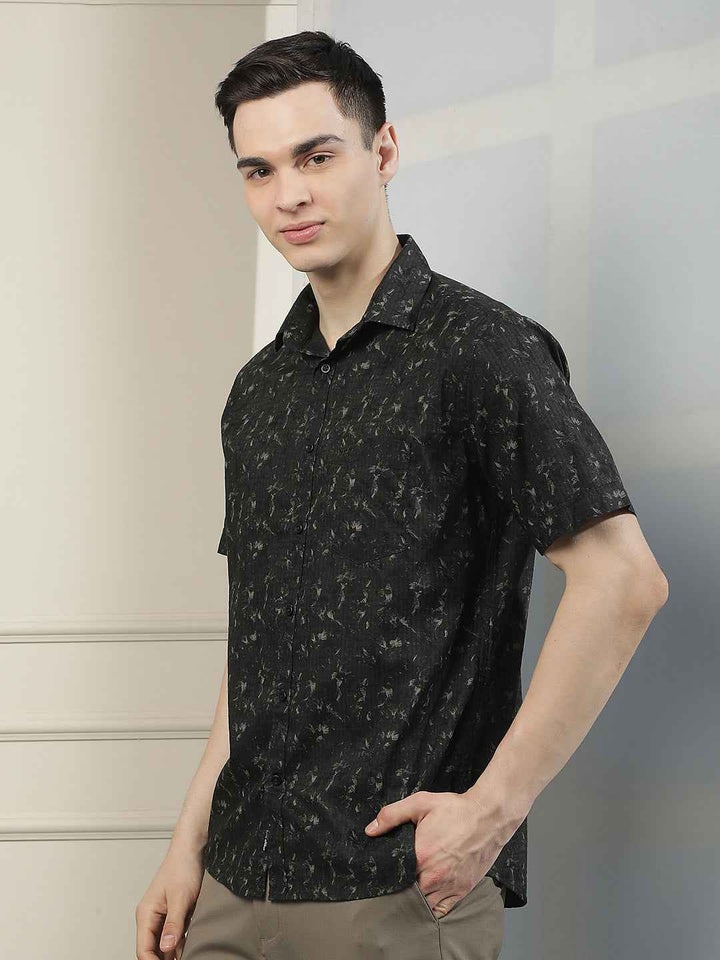 Green Printed Casual Shirt