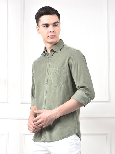 Green 100% Cotton Corduroy Shirt