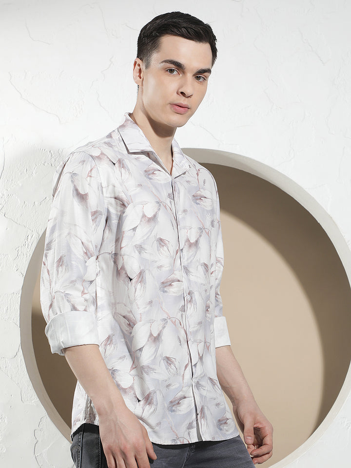 Purple Floral Print Shirt