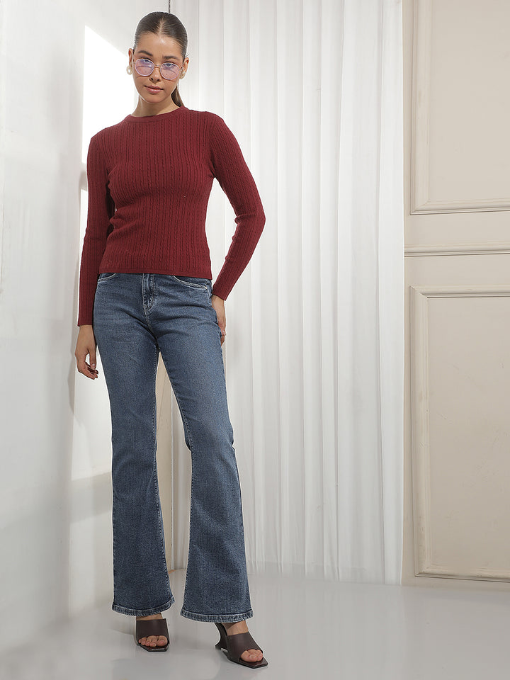 Red Jacquard Acrylic Sweater