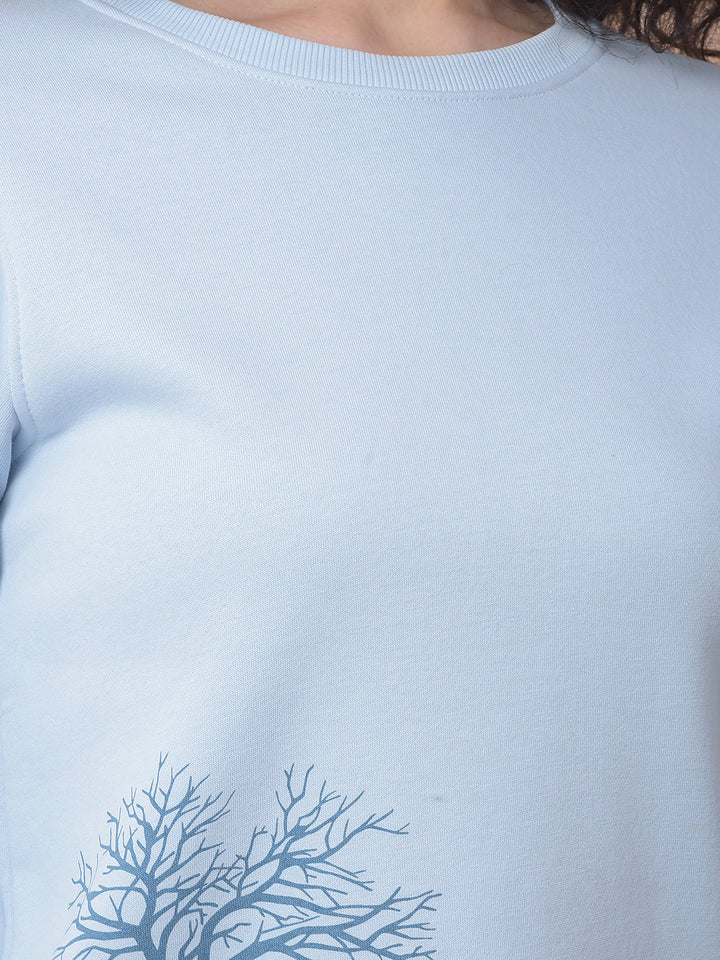 Blue Printed Cotton-Blend Sweatshirt