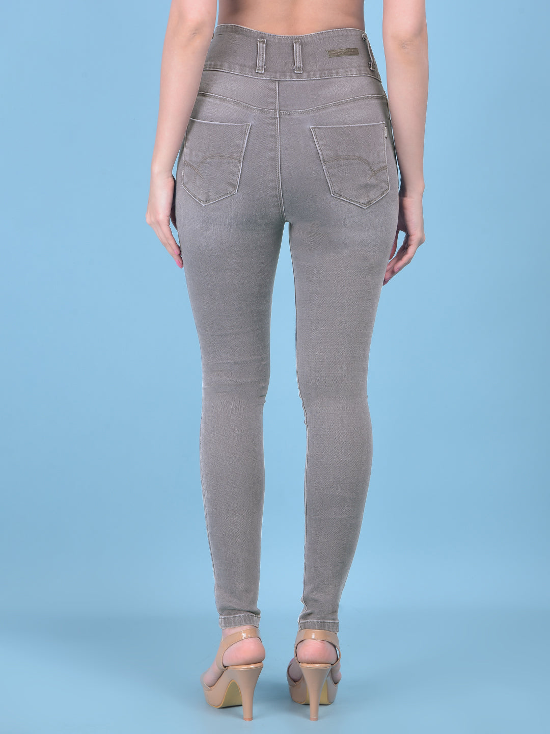 Grey High-Waist Jeans Jeans-Women Jeans-Crimsoune Club