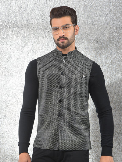 Contemporary Black Printed Waist Coat