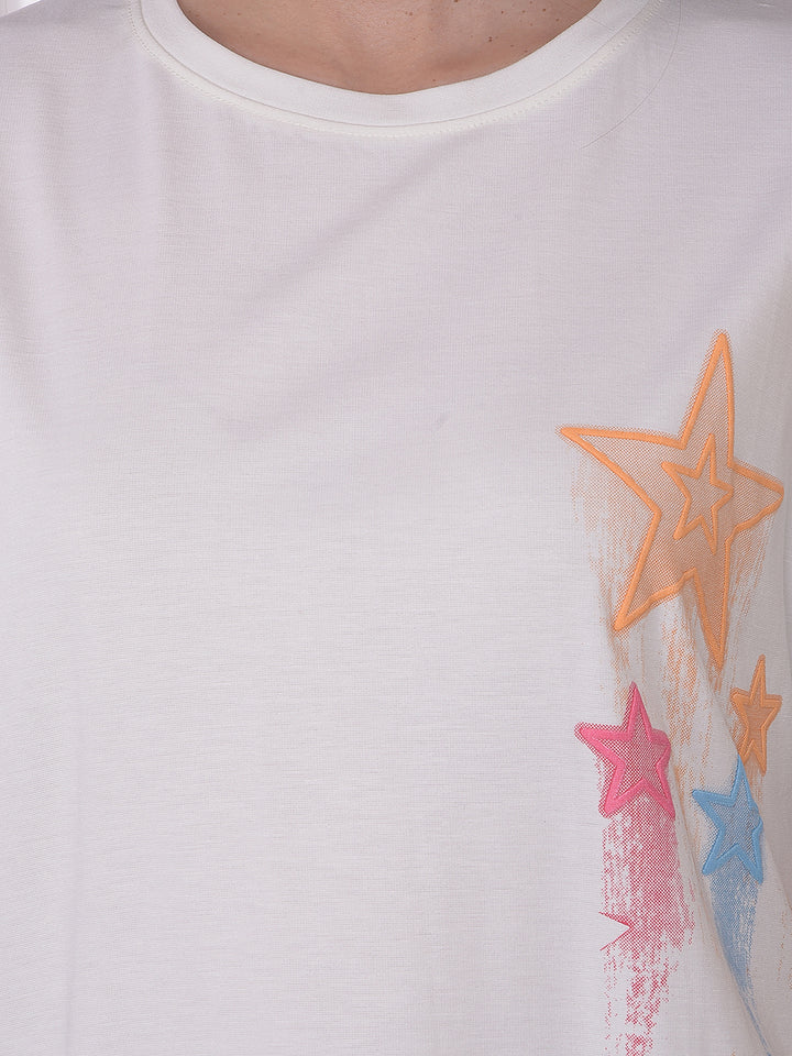 White Graphic Print Oversized T-Shirt