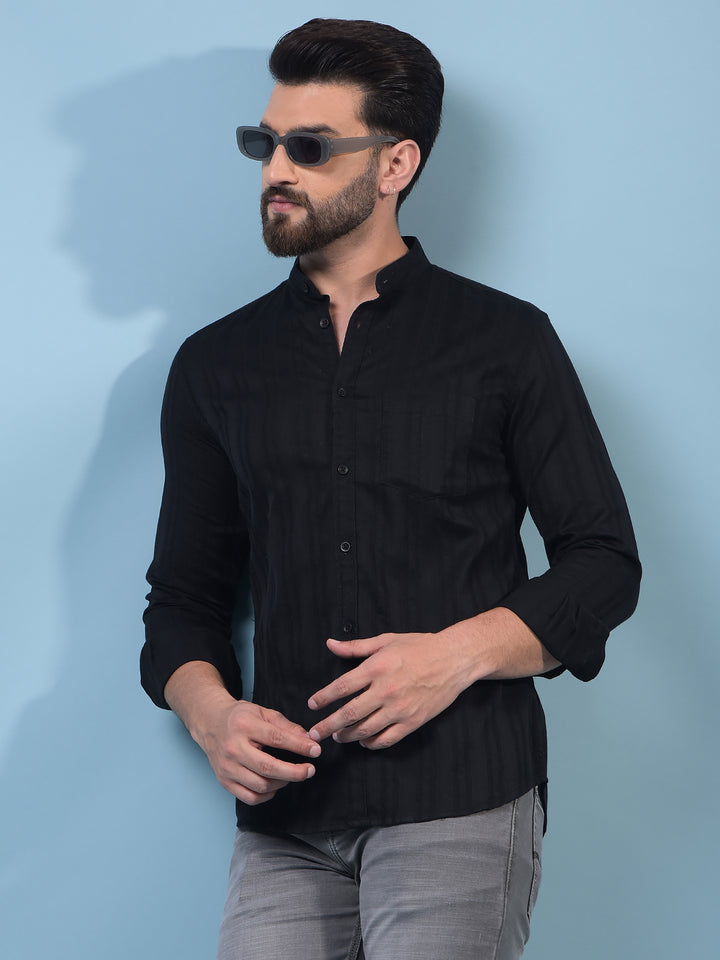 Black Embroidered 100% Cotton Shirt