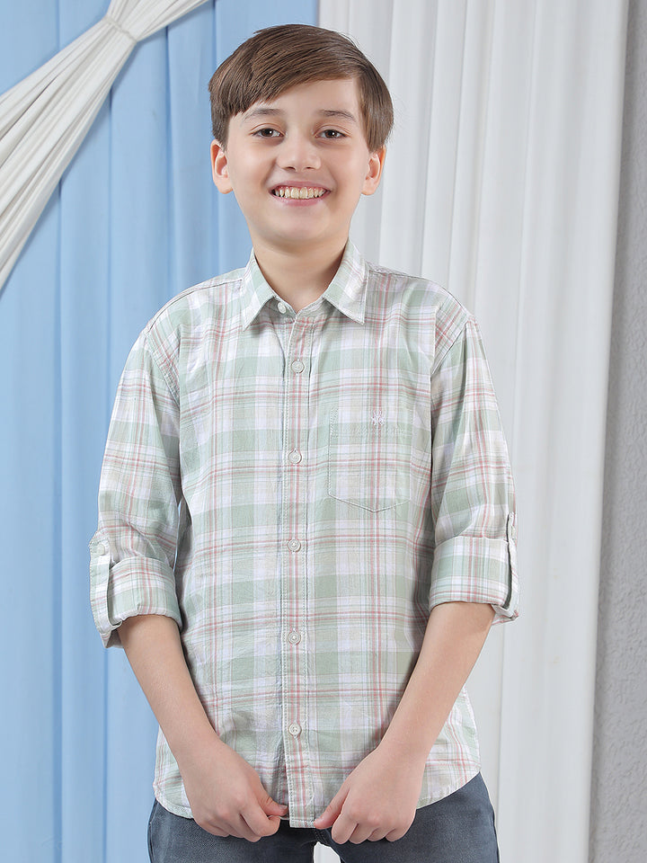 Green 100% Cotton Checked Shirt