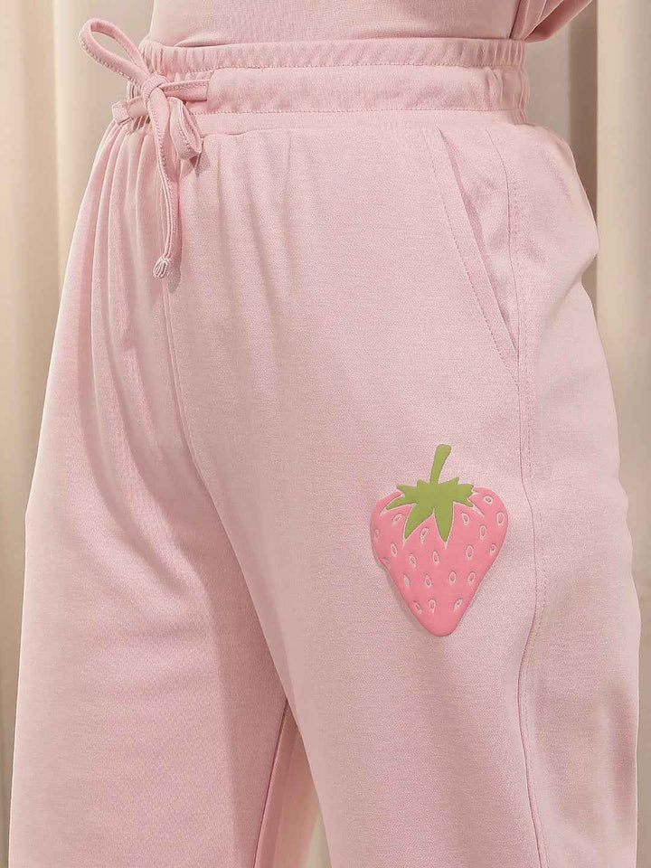 Pink Embroidery Trackpants
