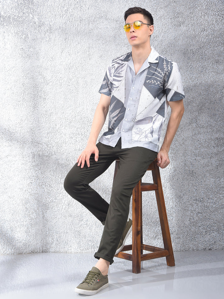 Premium Finish Olive Printed Trousers