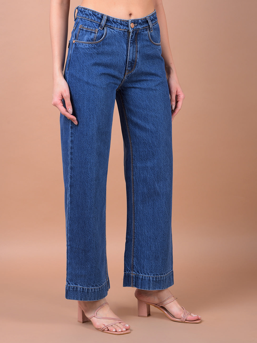 Blue Wide Leg 100% Cotton Jeans