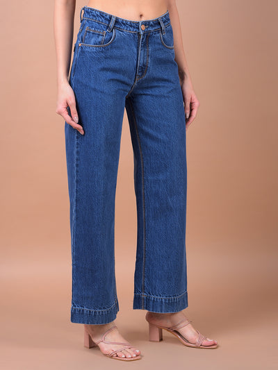 Blue Wide Leg 100% Cotton Jeans
