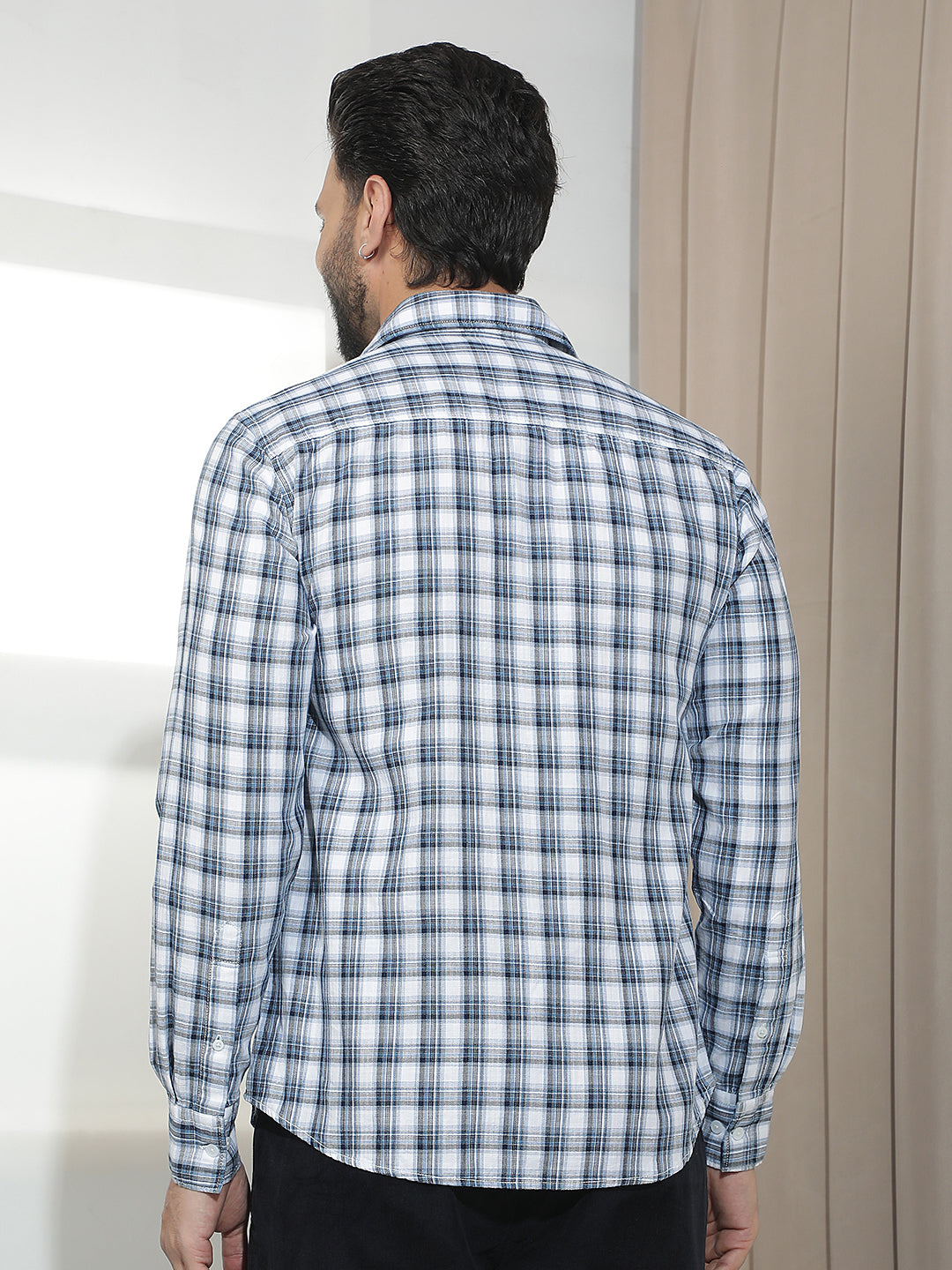 White 100% Cotton Checked Shirt