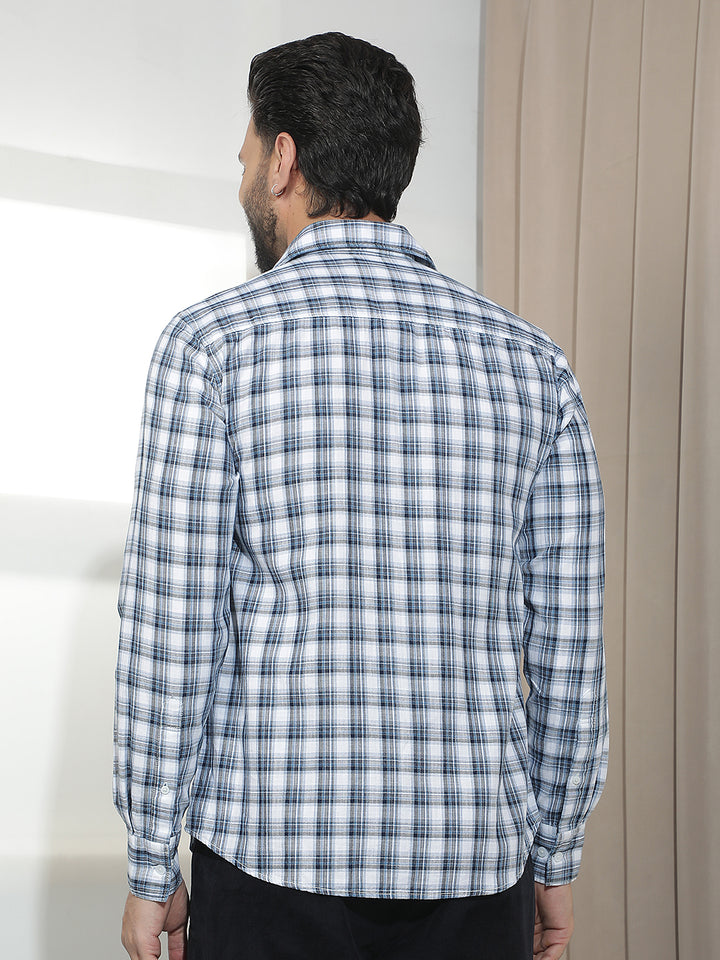White 100% Cotton Checked Shirt