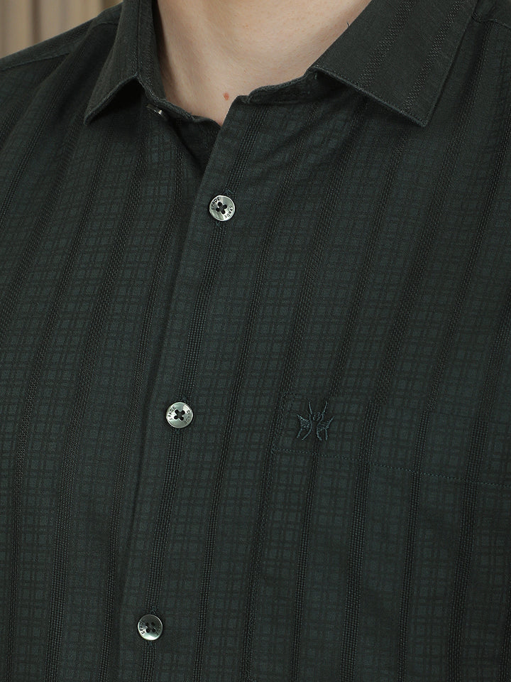 Green Vertical Stripes Shirt