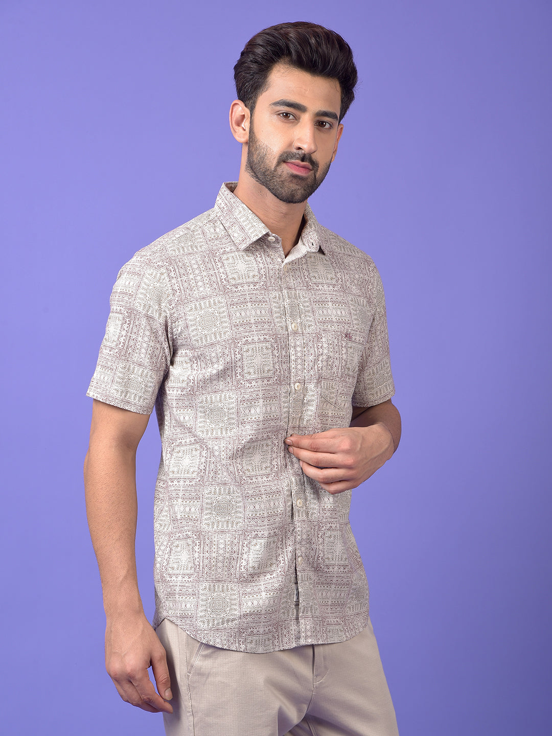 Olive Printed Shirt