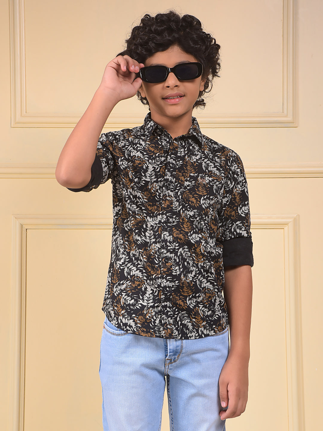 Brown Floral Print Shirt